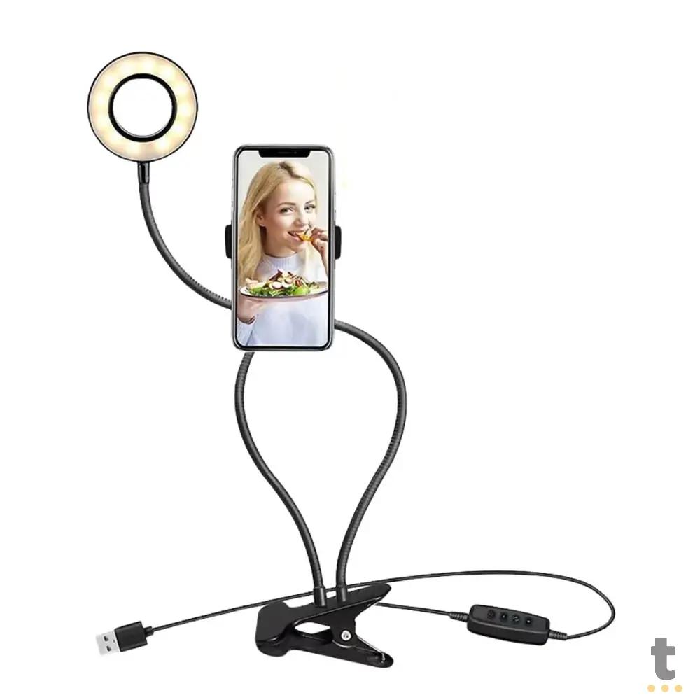 Kit de Iluminação Fotográfica E Live para Smartphone Ring Light Oberon- OR-PL32 Truedata